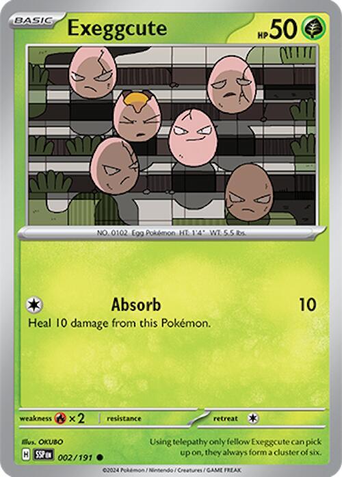 Exeggcute 002/191 card from SV08: Surging Sparks