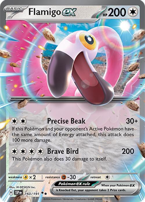 Flamigo ex 160/191 card from SV08: Surging Sparks