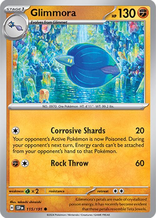 Glimmora 115/191 card from SV08: Surging Sparks