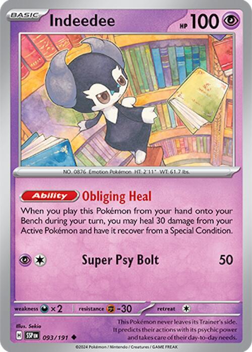 Indeedee 093/191 card from SV08: Surging Sparks