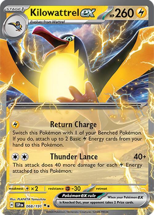 Kilowattrel ex 068/191 card from SV08: Surging Sparks