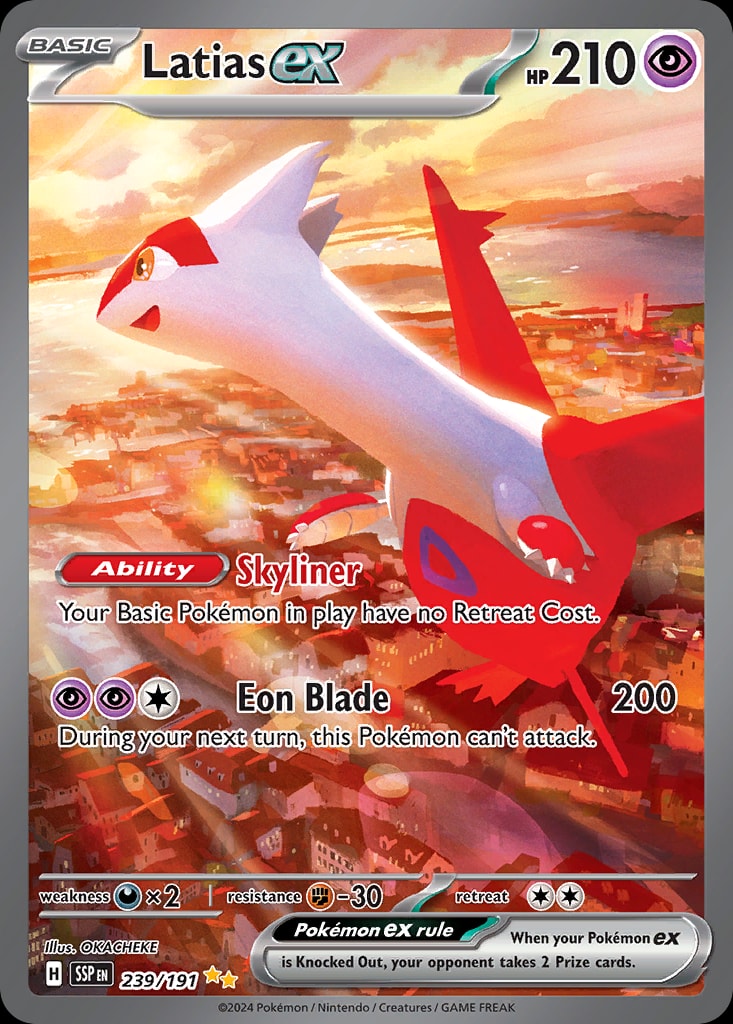 Latias ex 239/191 card from SV08: Surging Sparks