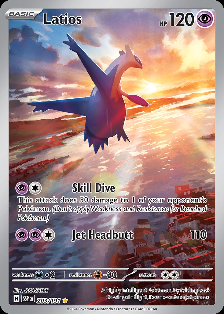 Latios 203/191 card from SV08: Surging Sparks