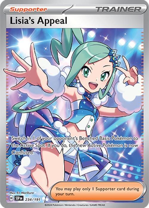 Lisia's Appeal 234/191 card from SV08: Surging Sparks