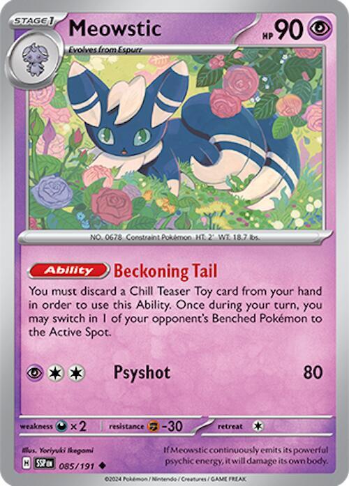 Meowstic 085/191 card from SV08: Surging Sparks
