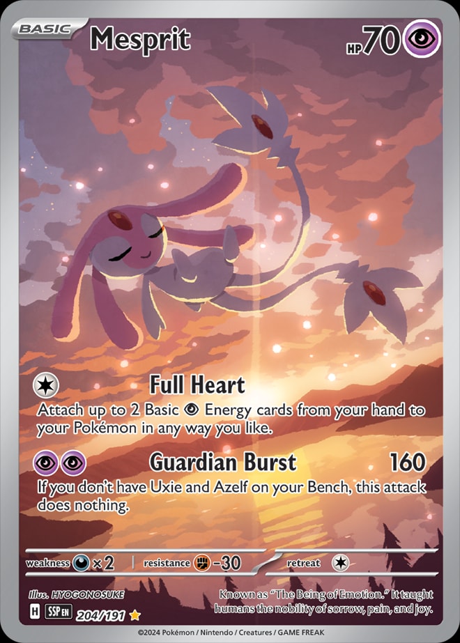 Mesprit 204/191 card from SV08: Surging Sparks