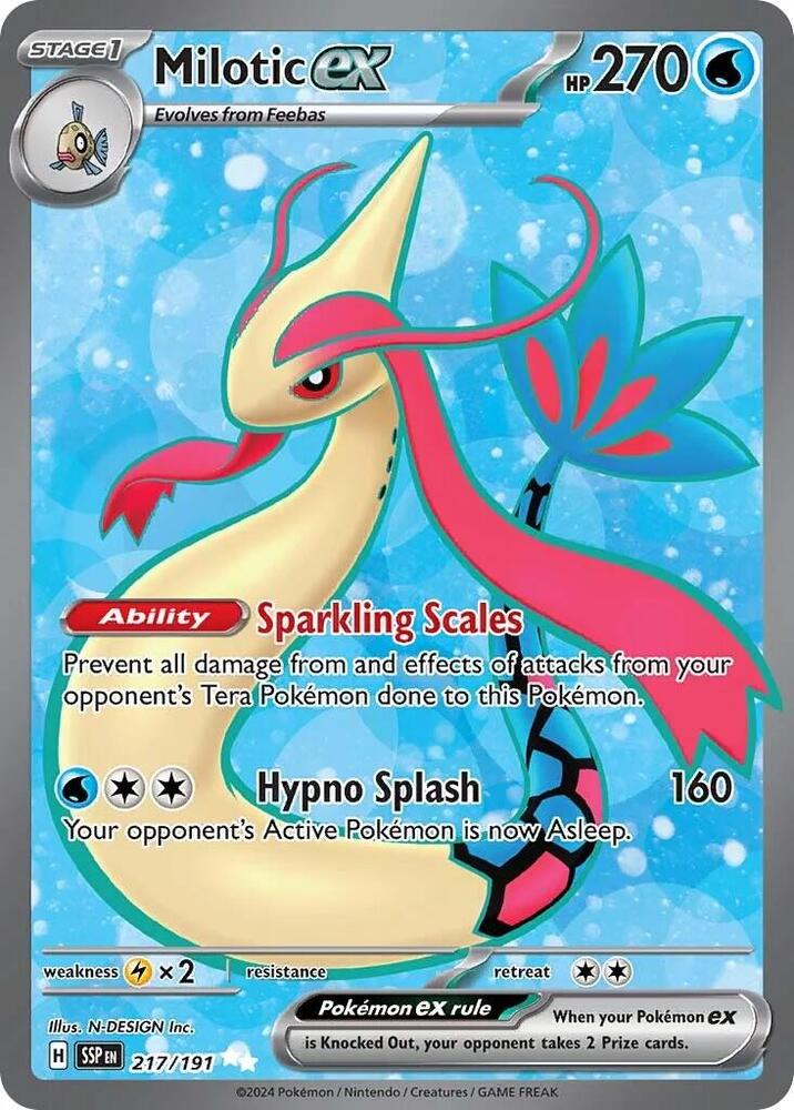 Milotic ex 217/191 card from SV08: Surging Sparks