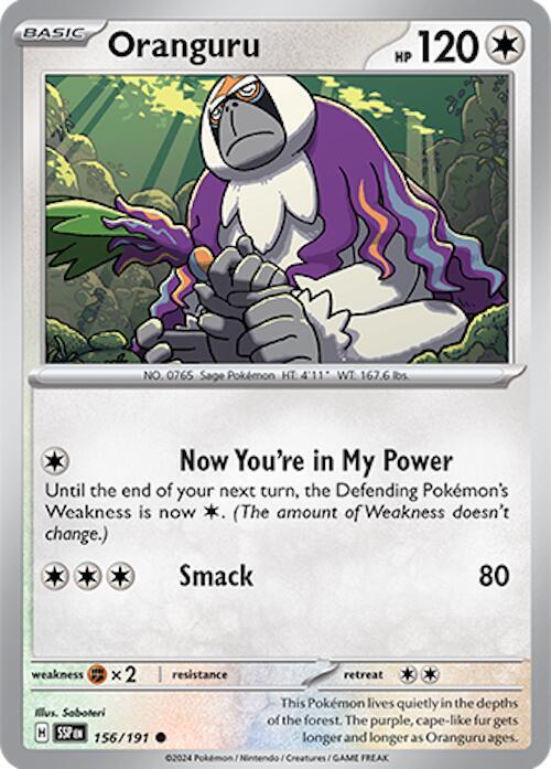 Oranguru 156/191 card from SV08: Surging Sparks