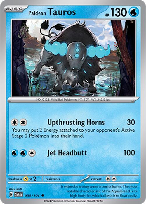 Paldean Tauros 039/191 card from SV08: Surging Sparks