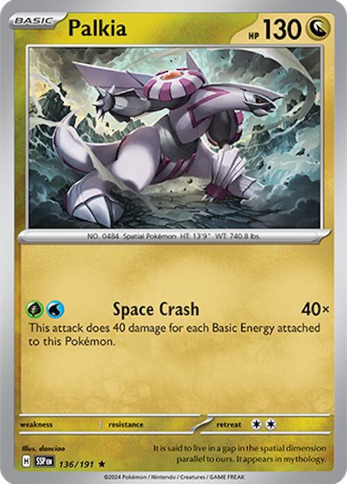 Palkia 136/191 card from SV08: Surging Sparks