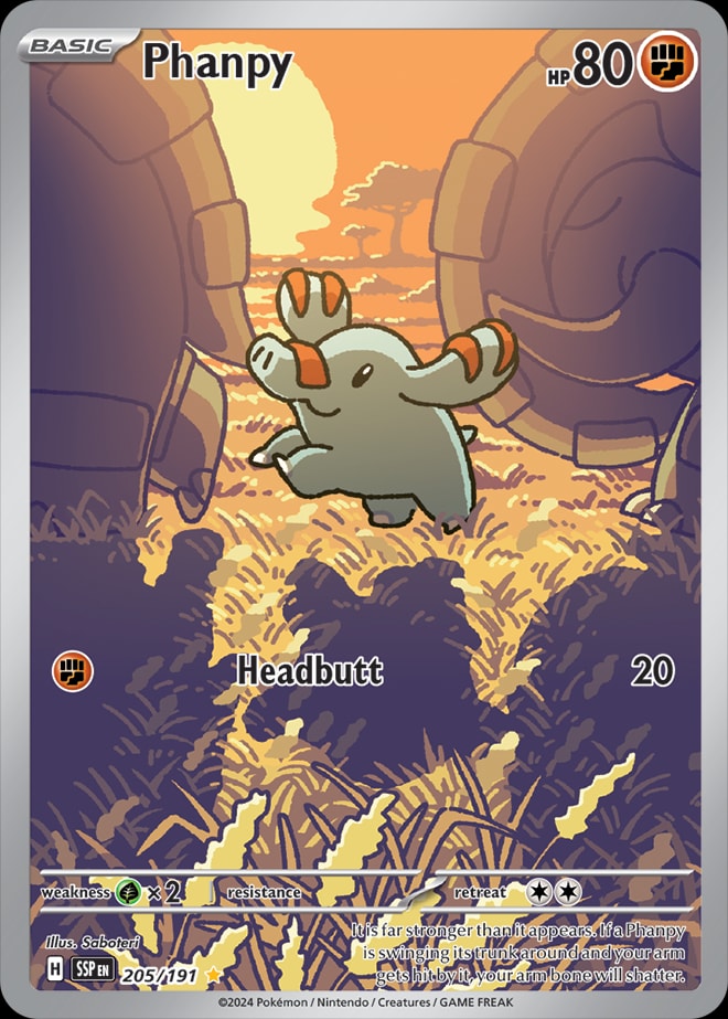 Phanpy 205/191 card from SV08: Surging Sparks