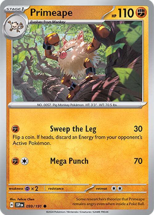 Primeape 099/191 card from SV08: Surging Sparks