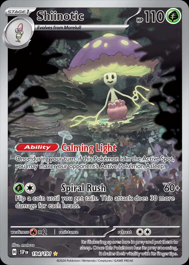 Shiinotic 194/191 card from SV08: Surging Sparks