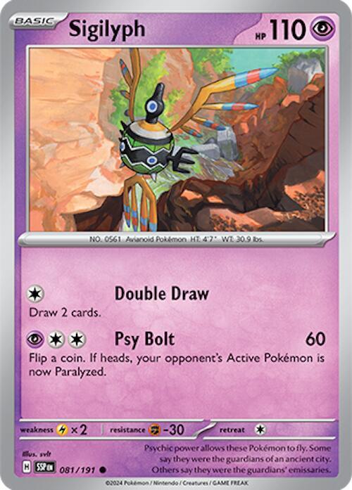 Sigilyph 081/191 card from SV08: Surging Sparks