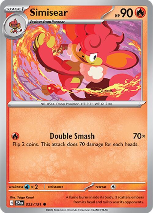 Simisear 023/191 card from SV08: Surging Sparks