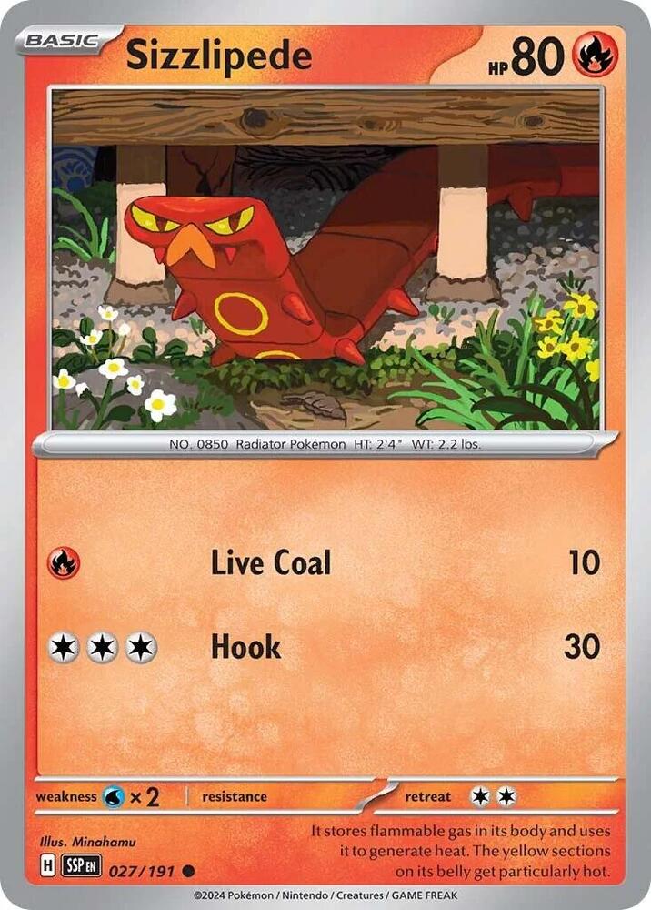 Sizzlipede 027/191 card from SV08: Surging Sparks