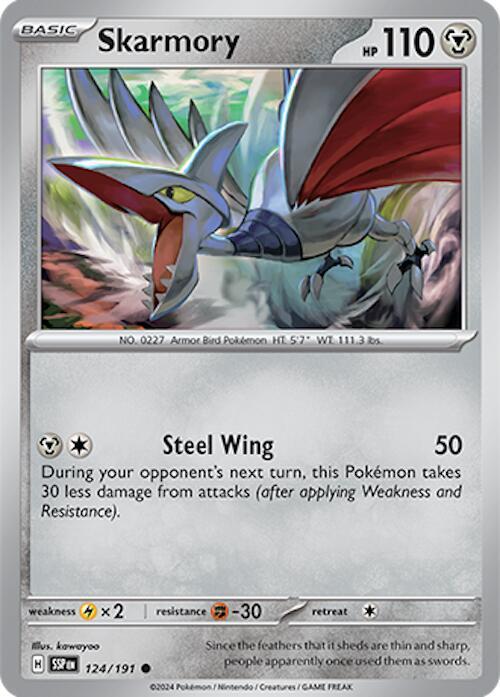 Skarmory 124/191 card from SV08: Surging Sparks