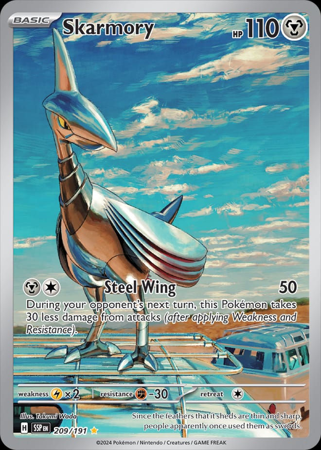 Skarmory 209/191 card from SV08: Surging Sparks