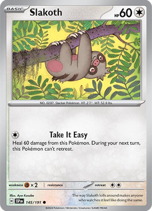 Slakoth 145/191 card from SV08: Surging Sparks