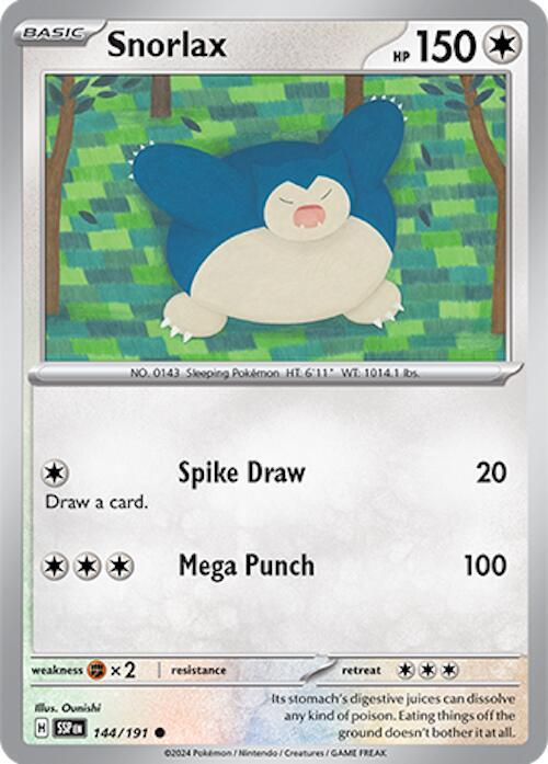 Snorlax 144/191 card from SV08: Surging Sparks