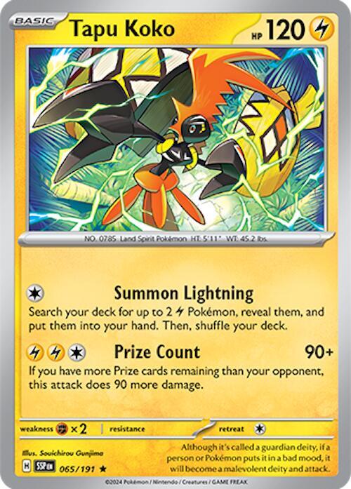 Tapu Koko 065/191 card from SV08: Surging Sparks