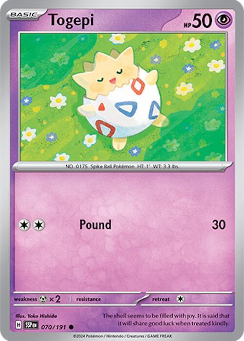 Togepi 070/191 card from SV08: Surging Sparks