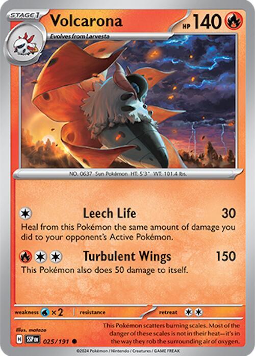 Volcarona 025/191 card from SV08: Surging Sparks