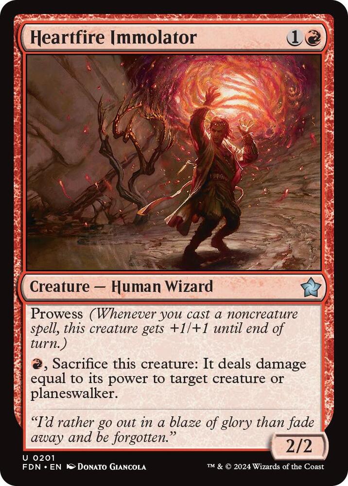 Heartfire Immolator 201 card from Foundations
