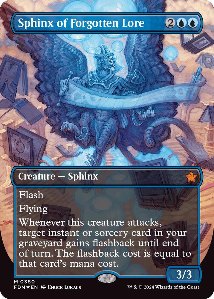 Sphinx of Forgotten Lore (Borderless) (Mana Foil) 380 card from Foundations