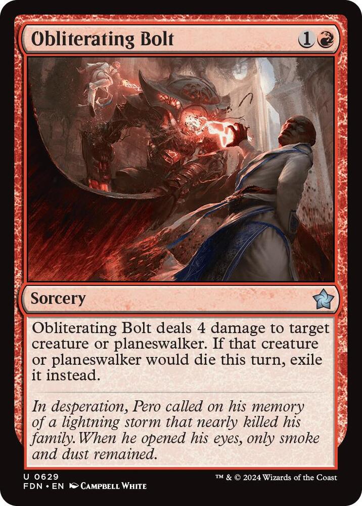 Obliterating Bolt 629 card from Foundations
