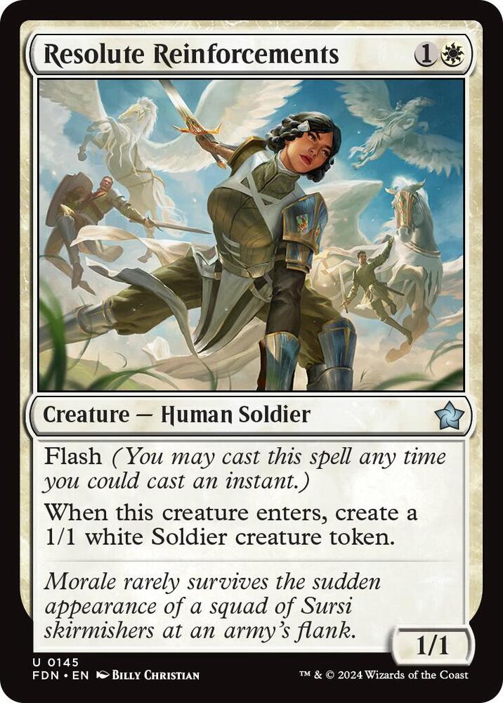 Resolute Reinforcements 145 card from Foundations