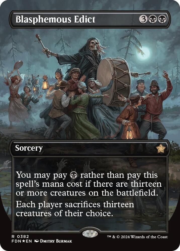 Blasphemous Edict (Borderless) (Mana Foil) 382 card from Foundations
