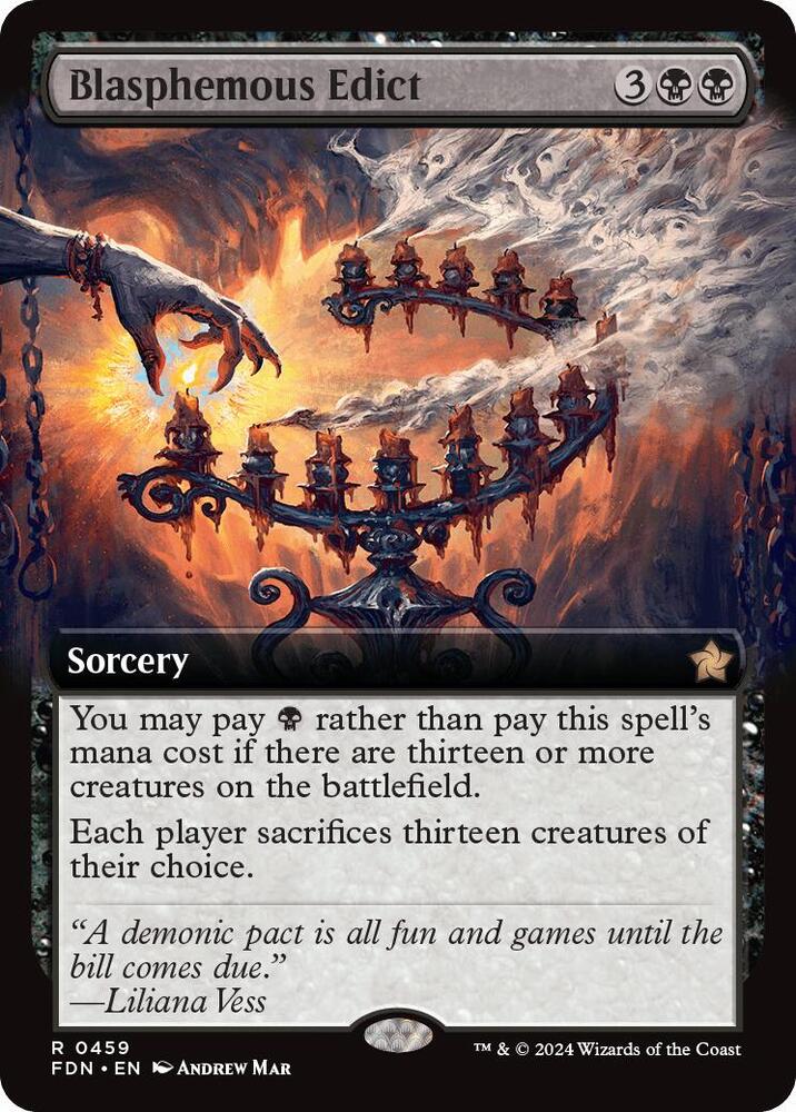 Blasphemous Edict (Extended Art) 459 card from Foundations
