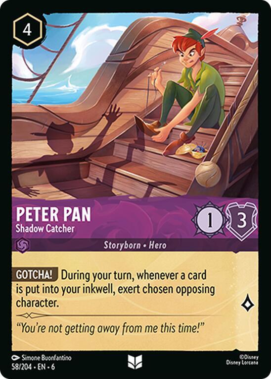 Peter Pan - Shadow Catcher 58/204 card from Azurite Sea