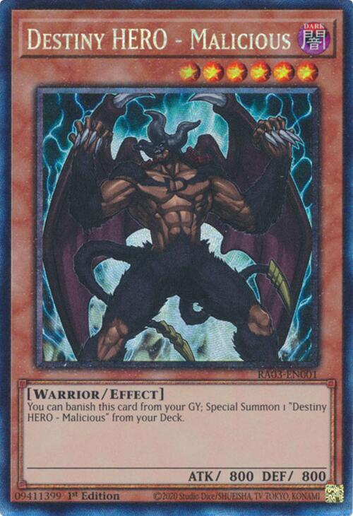 Destiny HERO - Malicious (PCR) RA03-EN001 card from Quarter Century Bonanza
