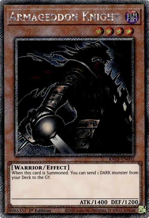 Armageddon Knight (Platinum Secret Rare) RA03-EN002 card from Quarter Century Bonanza