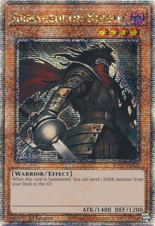 Armageddon Knight (Quarter Century Secret Rare) RA03-EN002 card from Quarter Century Bonanza