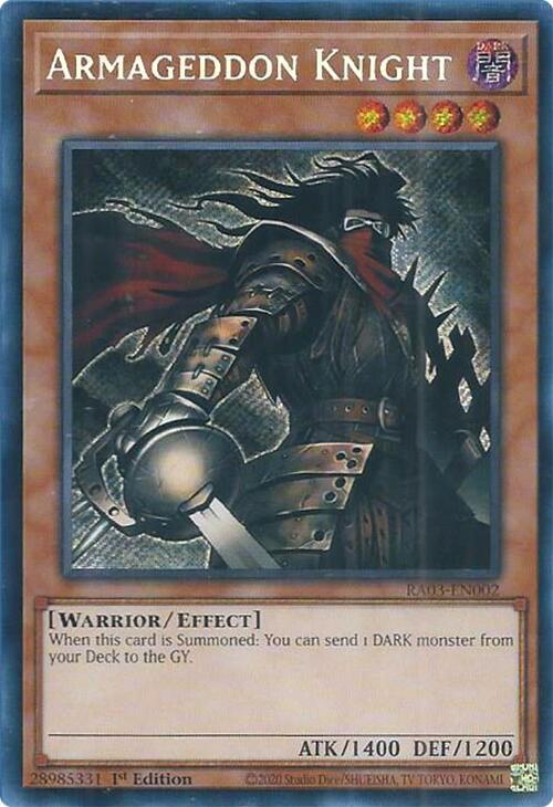 Armageddon Knight (Secret Rare) RA03-EN002 card from Quarter Century Bonanza