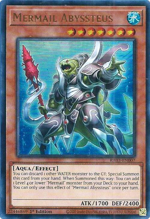 Mermail Abyssteus (UR) RA03-EN007 card from Quarter Century Bonanza