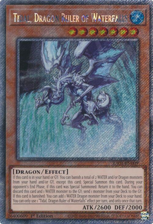 Tidal, Dragon Ruler of Waterfalls (Platinum Secret Rare) RA03-EN009 card from Quarter Century Bonanza