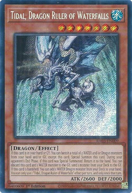 Tidal, Dragon Ruler of Waterfalls (Secret Rare) RA03-EN009 card from Quarter Century Bonanza