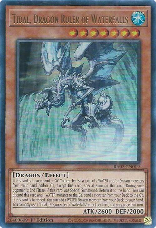 Tidal, Dragon Ruler of Waterfalls (UR) RA03-EN009 card from Quarter Century Bonanza