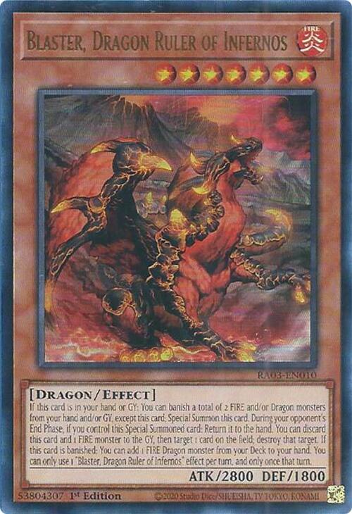 Blaster, Dragon Ruler of Infernos (UR) RA03-EN010 card from Quarter Century Bonanza