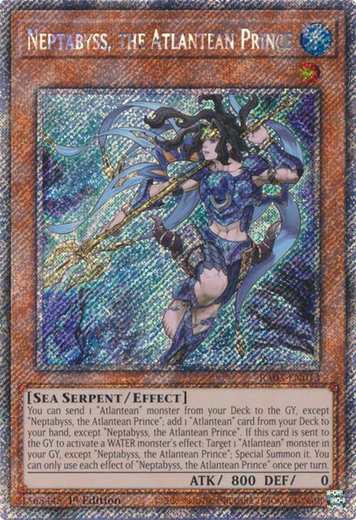 Neptabyss, the Atlantean Prince (Platinum Secret Rare) RA03-EN013 card from Quarter Century Bonanza