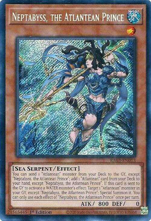 Neptabyss, the Atlantean Prince (Secret Rare) RA03-EN013 card from Quarter Century Bonanza