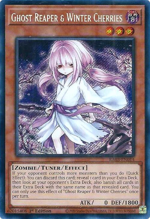 Ghost Reaper & Winter Cherries (Alternate Art) (Secret Rare) RA03-EN014 card from Quarter Century Bonanza