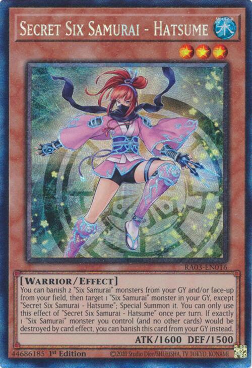 Secret Six Samurai - Hatsume (PCR) RA03-EN016 card from Quarter Century Bonanza
