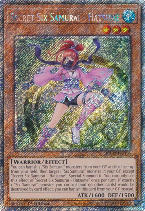 Secret Six Samurai - Hatsume (Platinum Secret Rare) RA03-EN016 card from Quarter Century Bonanza
