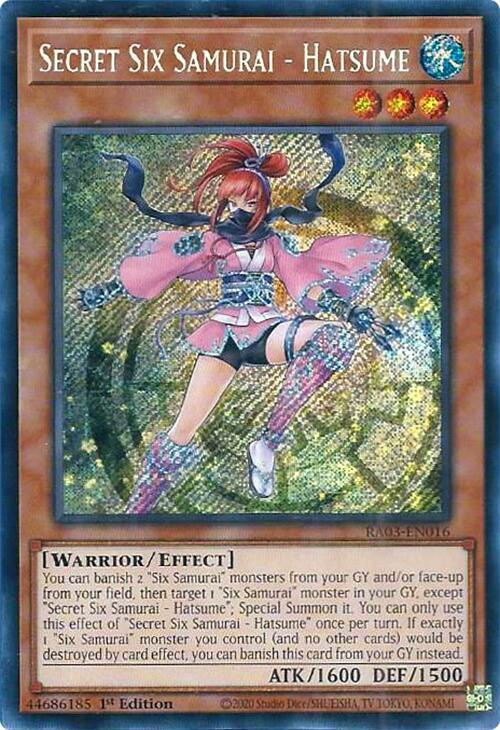 Secret Six Samurai - Hatsume (Secret Rare) RA03-EN016 card from Quarter Century Bonanza