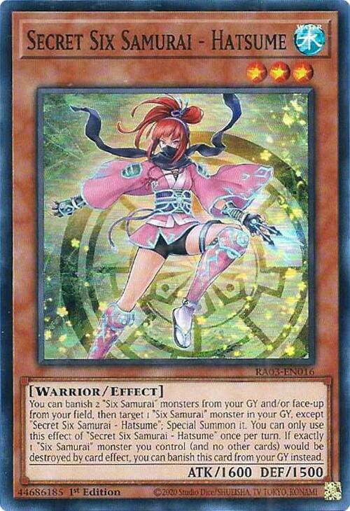 Secret Six Samurai - Hatsume RA03-EN016 card from Quarter Century Bonanza